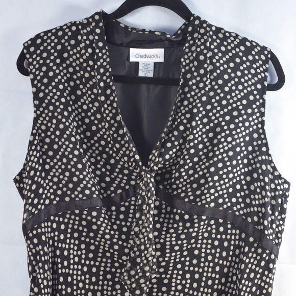100% Silk Polka Dot Top Chadwicks SZ 16P - Picture 5 of 6
